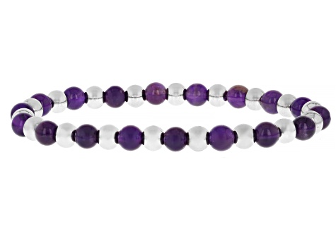 Stainless Steel 6mm Multi-Gemstone Stretch Bracelet Set
