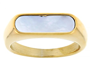Gold Tone Stainless Steel with White Mother-of-Pearl Ring