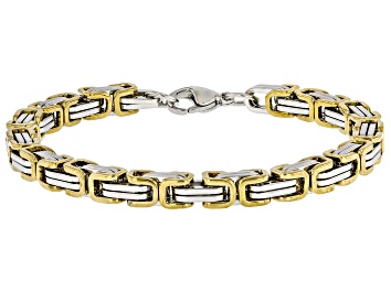 Picture of Gold and Silver Two-Tone 6.2mm Stainless Steel Link Bracelet