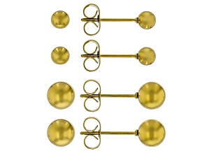 Gold Tone Stainless Steel 4-6mm Ball Earring Set