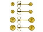Gold Tone Stainless Steel 4-6mm Ball Earring Set