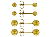 Gold Tone Stainless Steel 4-6mm Ball Earring Set