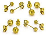 Gold Tone Stainless Steel 4-6mm Ball Earring Set