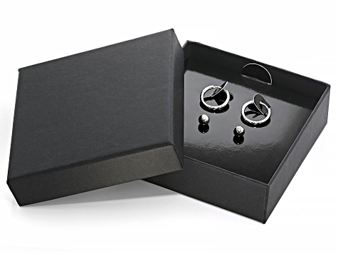 Stainless Steel 6mm Stud and 16mm Hoop Earring Box Set