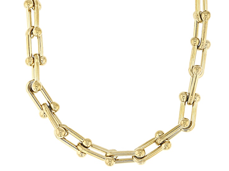 18K Yellow Gold Over Stainless Steel 6.5mm Stirrup 18" Necklace