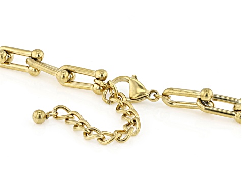 18K Yellow Gold Over Stainless Steel 6.5mm Stirrup 18" Necklace