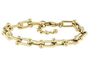 Gold Tone Stainless Steel 6.5mm Stirrup Link Bracelet