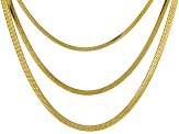 Gold Tone Stainless Steel 3-5mm Layered Snake 18-22" Necklace