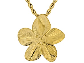Gold Tone Stainless Steel Flower Slide Pendant with Chain