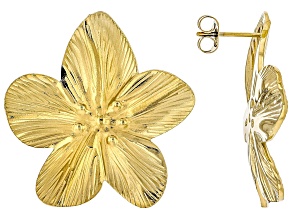 Gold Tone Stainless Steel Flower Earrings