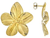 Gold Tone Stainless Steel Flower Earrings