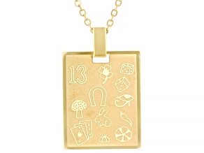 Gold Tone Stainless Steel Pendant with Cable Chain