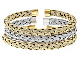 Two-Tone Stainless Steel 6.7mm Woven Cuff Bracelet Set of 3