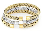 Two-Tone Stainless Steel 6.7mm Woven Cuff Bracelet Set of 3