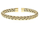 Two-Tone Stainless Steel 6.7mm Woven Cuff Bracelet Set of 3