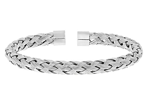 Two-Tone Stainless Steel 6.7mm Woven Cuff Bracelet Set of 3