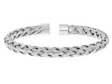 Two-Tone Stainless Steel 6.7mm Woven Cuff Bracelet Set of 3