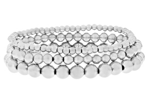 Stainless Steel 4-8mm Beaded Bracelet Set of 3
