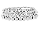 Stainless Steel 4-8mm Beaded Bracelet Set of 3