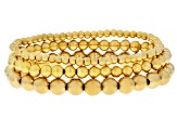 Gold Tone Stainless Steel 4-8mm Beaded Bracelet Set of 3