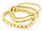 Gold Tone Stainless Steel 4-8mm Beaded Bracelet Set of 3