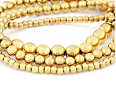 Gold Tone Stainless Steel 4-8mm Beaded Bracelet Set of 3