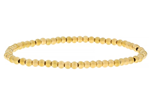 Gold Tone Stainless Steel 4-8mm Beaded Bracelet Set of 3