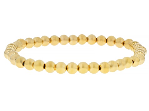 Gold Tone Stainless Steel 4-8mm Beaded Bracelet Set of 3
