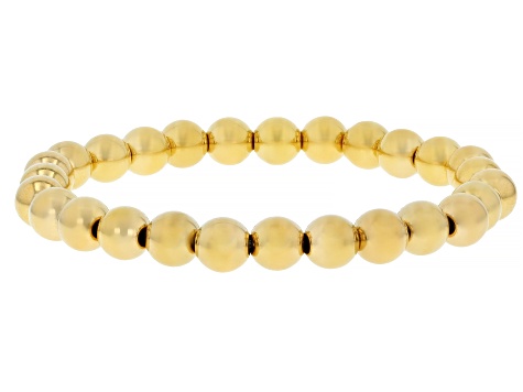 Gold Tone Stainless Steel 4-8mm Beaded Bracelet Set of 3