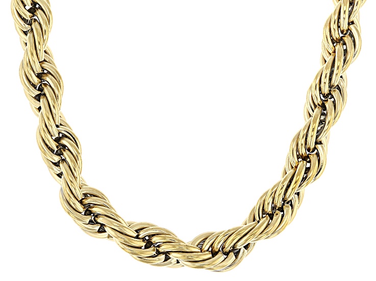 18K Yellow Gold Over Stainless Steel 8mm Rope 18" Necklace