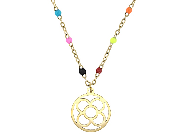 18K Yellow Gold Over Stainless Steel 2mm Beads 18" Necklace