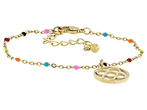 Gold Tone Stainless Steel 2mm Beads Charm Bracelet