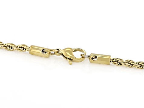 18K Yellow Gold Over Stainless Steel 3mm Rope Chain 18-22