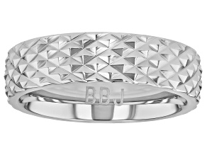 Stainless Steel 5.9mm Hatch Textured Band Ring