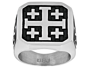 Stainless Steel Jerusalem Cross Signet Ring