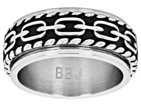 Stainless Steel Chain & Rope Textured Spinner Band Ring