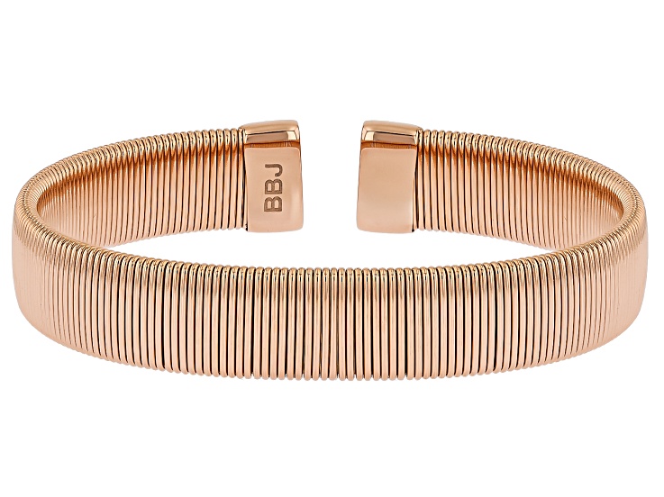 14K Rose Gold Over Stainless Steel Polished Coiled Cuff Bracelet