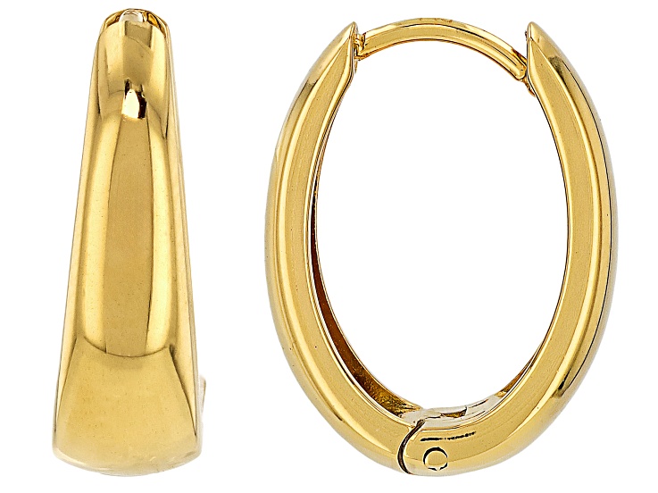 14K Yellow Gold Over Stainless Steel Graduated Huggie Hoop Earrings