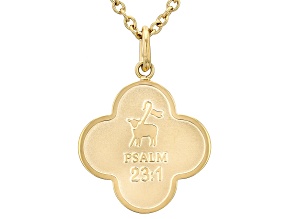 14K Yellow Gold Over Stainless Steel Psalm 23:1 Bible Verse Pendant with Chain