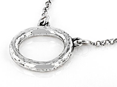 Sterling Silver Open Textured Circle Necklace