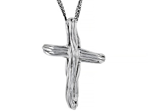 Sterling Silver Cross Pendant with Multi-Link Rolo Chain