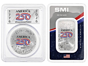 0.999 1oz Silver Round Medallion and 0.999 1oz Silver Ingot America250™ Set of 2