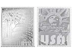 999 .25oz Silver Stamp Spirit of Liberty And .25oz Silver Stamp Capital Fireworks America250™.