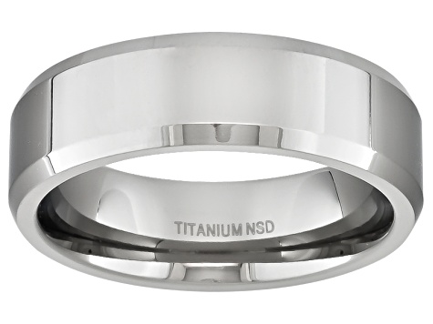 6mm Men's Polished Titanium Beveled Edge Comfort Fit Band