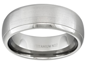 8mm Men's Brushed Titanium With Polished Edge Comfort Fit Band