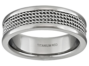Picture of 6mm Polished Titanium With Wire Mesh Center Inlay Comfort Fit Men's Band