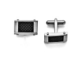 Stainless Steel Black Carbon Fiber Rectangle Cuff Links