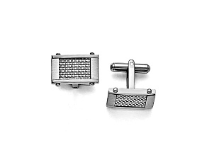 Stainless Steel Grey Carbon Fiber Rectangle Cuff Links