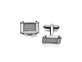 Stainless Steel Grey Carbon Fiber Rectangle Cuff Links