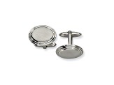 Stainless Steel Brushed And Polished Ribbed Edge Oval Cuff Links